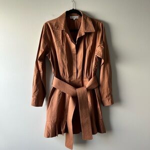 Karina Grimaldi brown long sleeve shirt style dress